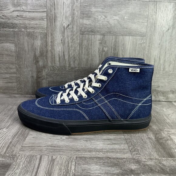 Vans Skate Gilbert Crockett High Men's size 12 Navy Blue White Denim Shoes - Picture 5 of 8